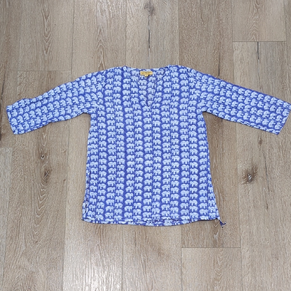 Roberta Roller Rabbit Kids Tunic in Purple with Elephant Pattern